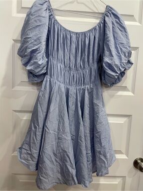 Altar'd State Light Blue Puff-Sleeve Casual Dress